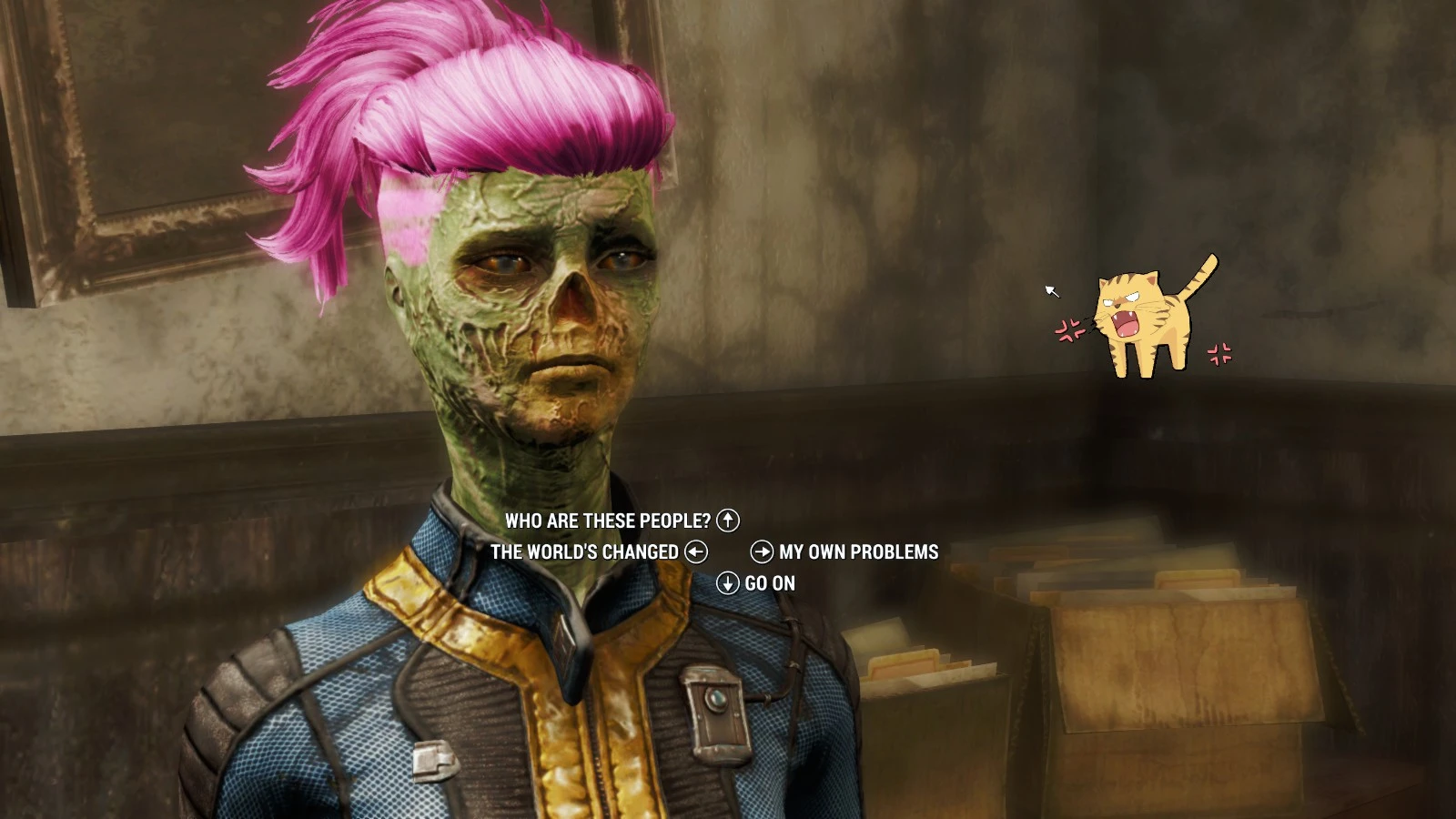 Green Ghoul with Hot Pink Hair. 