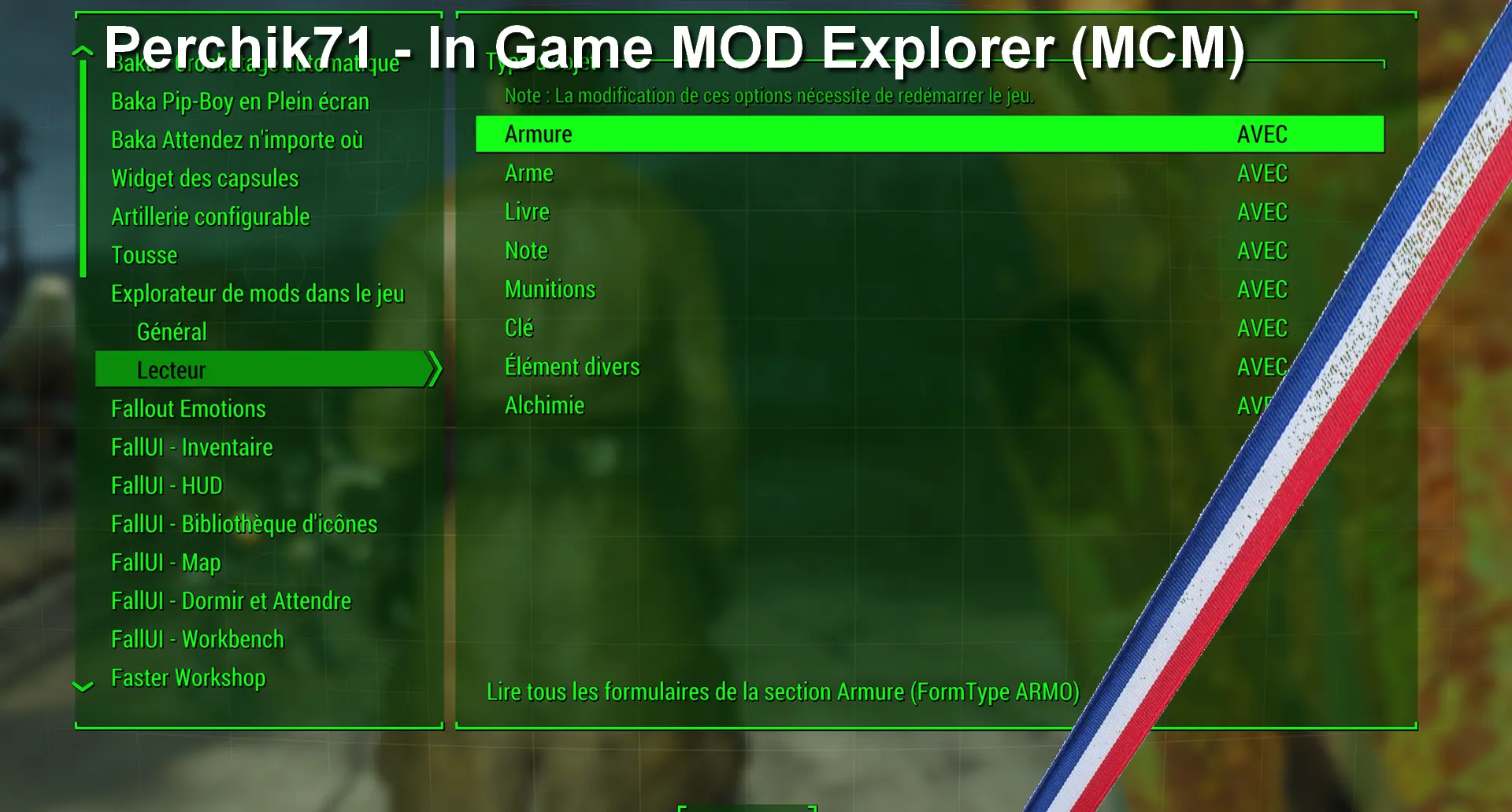 Traduction FR de Perchik71 - In Game MOD Explorer (MCM) at Fallout 4 Nexus  - Mods and community