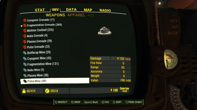 Pipboy2 Inventory1 Weapons2 Explosives 1 1