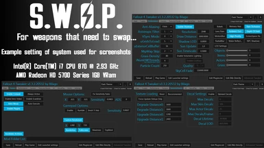 Example settings used for screenshots - Standalone Weapon Optimization Project S W O P