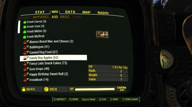 Pipboy2 Inventory3 Aid3 Food Screen