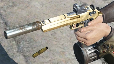 Desert Eagle Left Side from above with Drum Silencer and Combat Sights