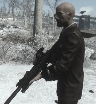 Brown Suit with Rifle