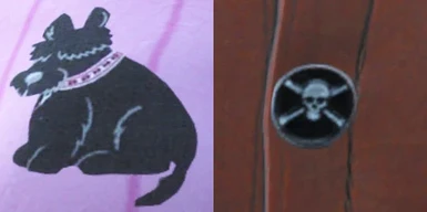 The Scottie Patch up close from Michael Millers -Scottie Girl-  One of the Skull and Crossbones button upclose