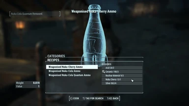 Changed requirements for casing for each nuka ammo type