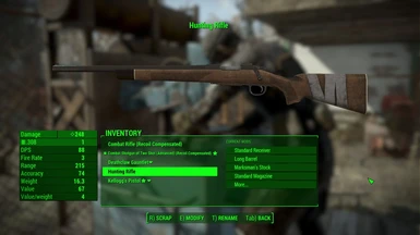 Hunting rifle in menu