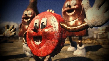 Waving Bottle and Cappy Statues