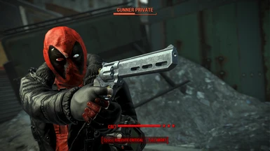 Black Battlecoat - Black pipboy with red details - Engraved 44 magnum - DEADPOOL without Pipboy 