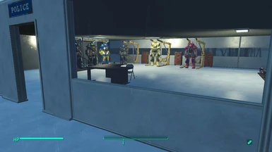 the guard station with power armor stands 