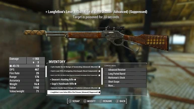 Longfellow weapon customized