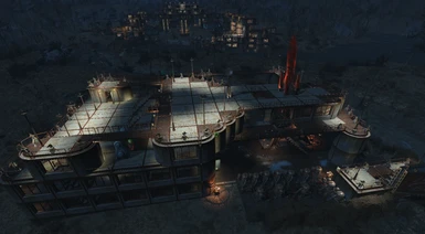 Night View of Sanctuary from Red Rocket   Onyx Nightshade s Settlements