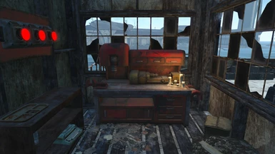 the workbench inside the shack on the pier