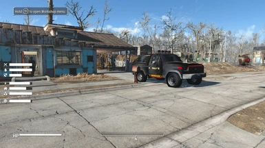 Police Bronco outside the Sole Survivors House