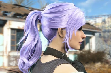 lavender hair in smooth ponytail