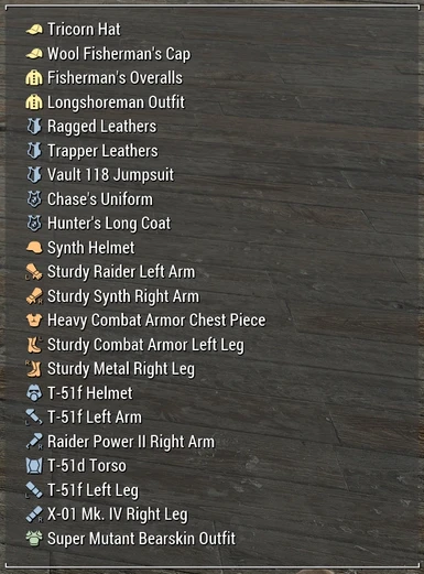 Minimal amount of added keywords for streamlined armor and clothing sorting.