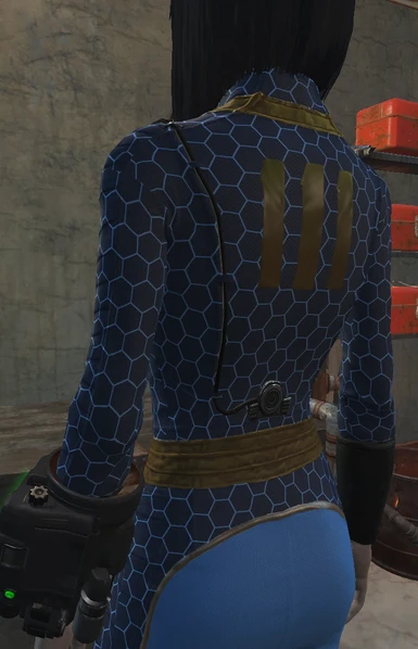 Navy   Vault Tec blue with pattern  Female  BACK