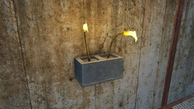 Wall mounted cinder block light with angler stalks in it