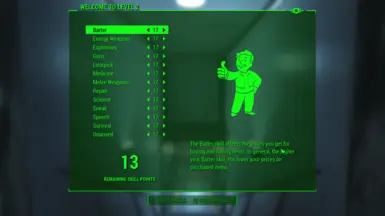 Level Up Menu - Skills
