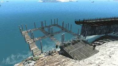 Waves running through a fish farm