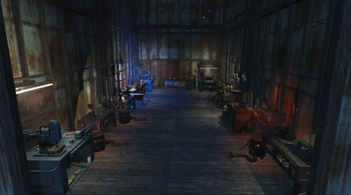 13 workbenches in a darkened barn...