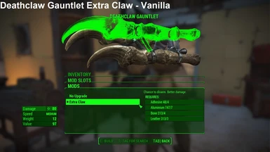 Deathclaw Gauntlet Extra Claw Vanilla
