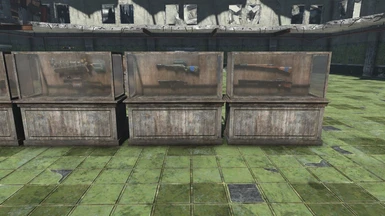 A line of random clutter rifle cases, notice the weapons in each are different