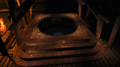 Hard to get round hot tub with almost only square pieces, including the water