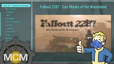 Fallout 2287 - Gas Masks of the Wasteland - MCM Settings Menu