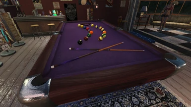 My Purple Table with custom Pool Cue