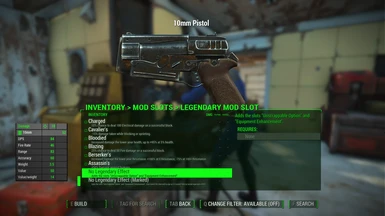 List of legendary weapon effects when you have the necessary loose mods