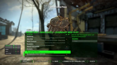 List of legendary armour effects when you have the necessary loose mods