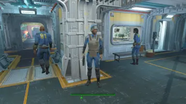 Vault 81 Residents. Note the unfortunate belt clipping on the security guard :(