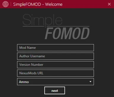 SimpleFOMOD Welcome Window