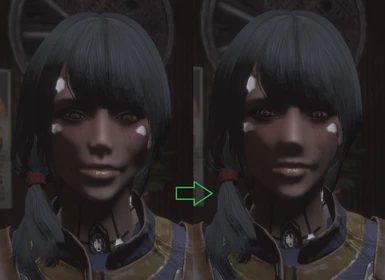 Comparison image in a place with bad shadows (face light mod OFF)