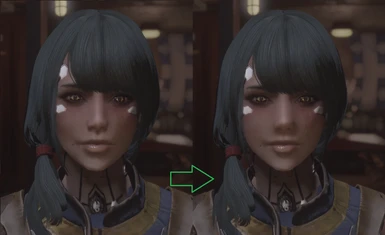 Comparison image in a place with bad shadows (face light mod ON)