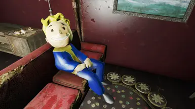 Vault Boy sitting in a chair
