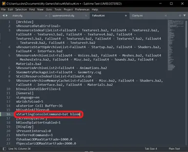 What fallout4.ini should look like (If you don't use Clarity)