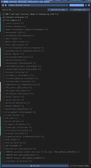 The active modules in case you got problems
