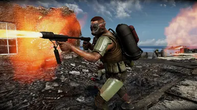 Gunner Pyro using the M2 Flamethrower