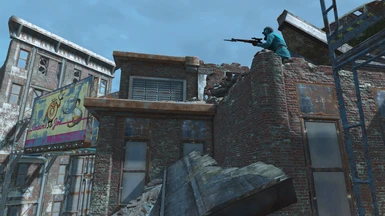 Cyan's Sharpshot perched above