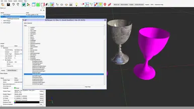 glTF import and material chooser (using model from https://polyhaven.com/a/brass_goblets)