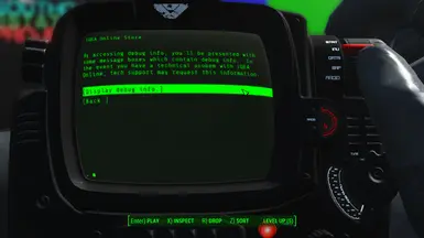 Debug info menu.