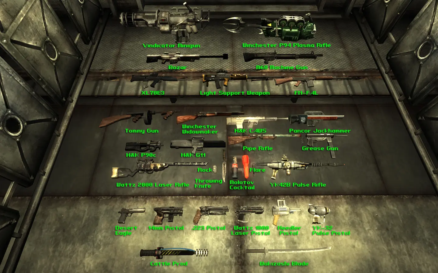 fallout 3 weapons list