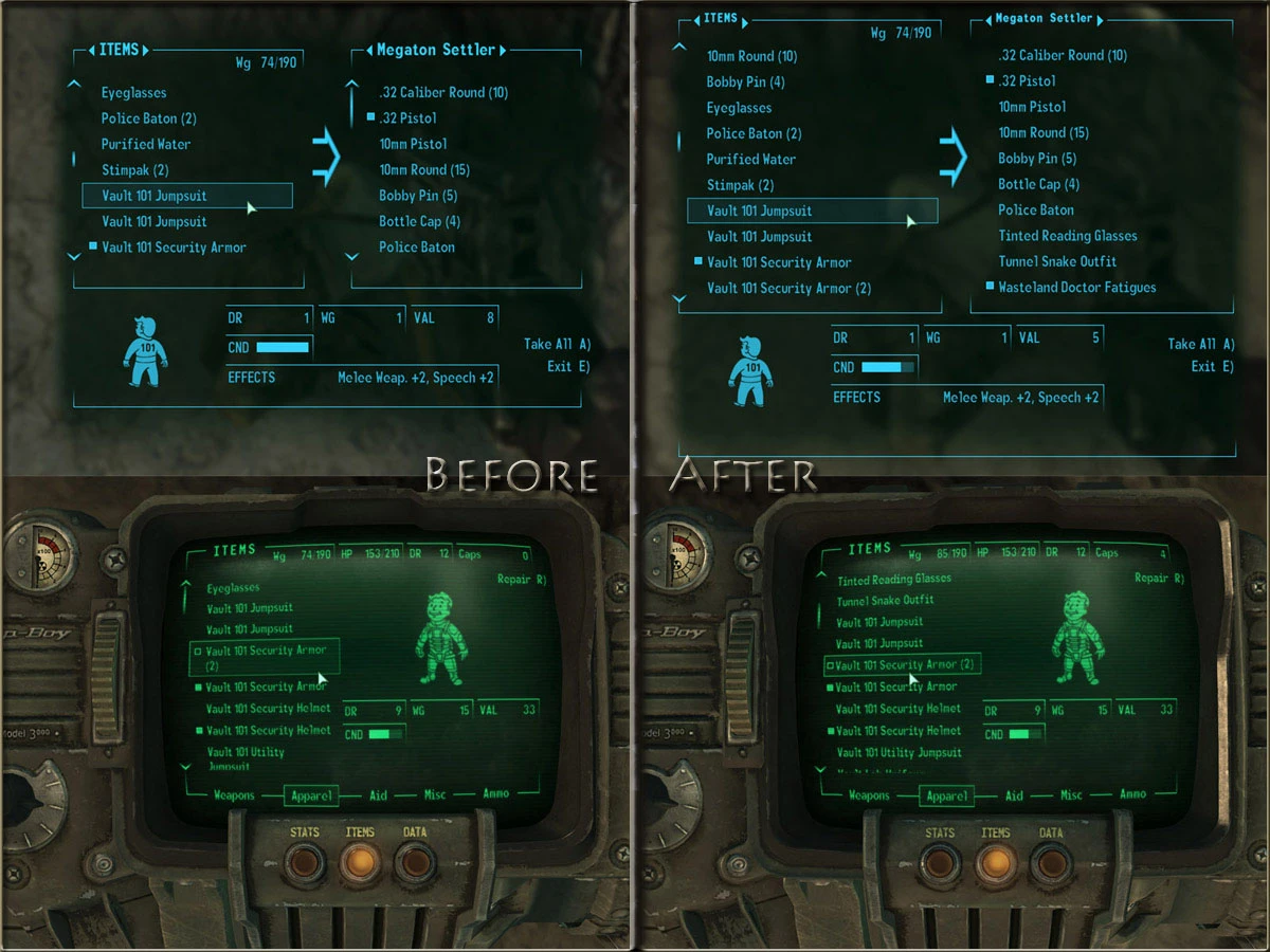 Item effects. Fallout 3 Mtui. Fallout 3 Интерфейс. Fallout 3 моды Интерфейс. Fallout 3 interface способности.