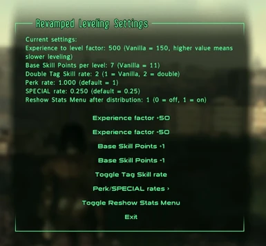 Revamped Leveling at Fallout 3 Nexus - Mods and community