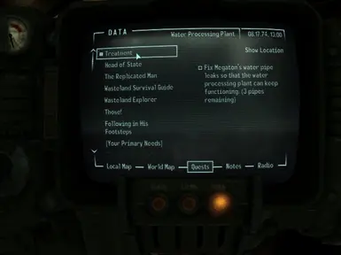 Treatment Quest Objective shown on Pip-Boy