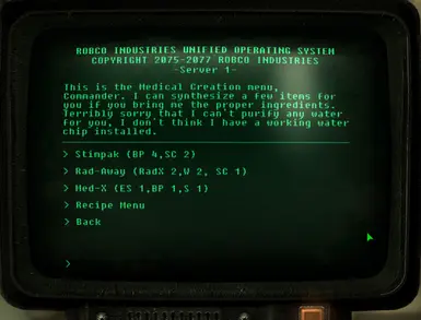 Medical Creation Submenu