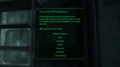The Vault 101 Diner Menu