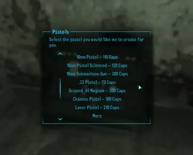 Pistols menu