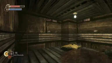 Before (walls use a workbench texture, which doesn't make much sense in this location. Also, the ceiling and rakes don't look right.)